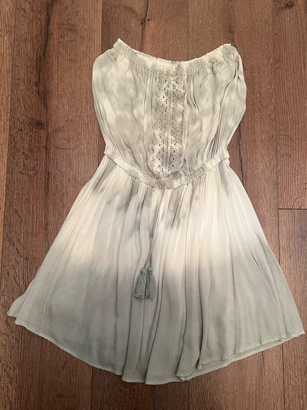 Strapless Ombre Dress with Lace Front